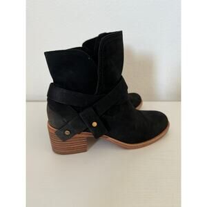 UGG Black Ankle Boots with Brown Heel